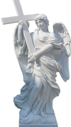 Casa Padrino Luxus Jugendstil Marmor Deko Skulptur Engel Weiß H. 160 cm - Prunkvolle Garten Marmor Deko Figur - Barock & Jugendstil Garten Marmor Deko Skulpturen - Edel & Prunkvoll