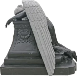 Casa Padrino Luxus Jugendstil Deko Stein Skulptur Engel Schwarz / Grau H. 125 cm - Prunkvolle Garten Stein Deko Figur - Barock & Jugendstil Garten Deko Stein Skulpturen - Edel & Prunkvoll