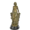 Casa Padrino Luxus Jugendstil Bronzefigur Orientalische Tänzerin Bronze / Schwarz 22,9 x 21,5 x H. 57 cm - Bronze Skulptur mit Marmorsockel - Barock & Jugendstil Deko
