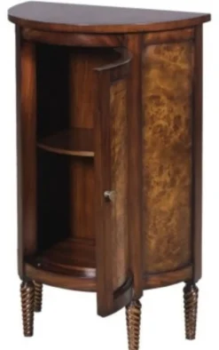 Casa Padrino Luxus Jugendstil Kommode Hellbraun / Braun 51 x 28 x H. 82 cm - Kleiner Halbrunder Schrank mit Tür