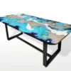 Casa Padrino Luxus Jugendstil Gartentisch Marmoriert Azur 200 × 100 cm - Rechteckiger Esstisch aus handbemaltem Lavastein - Gastronomie Möbel - Made in Italy