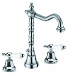 Casa Padrino Luxus Jugendstil Waschbecken Armatur Milano Dreilochbatterie Chrom 1 1/4 Zoll