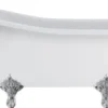 Casa Padrino Luxus Jugendstil Badewanne Weiß / Silber 169 x 73 x H. 77 cm - Freistehende Retro Acryl Badewanne - Retro Badezimmer Möbel