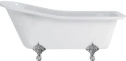 Casa Padrino Luxus Jugendstil Badewanne Weiß / Silber 169 x 73 x H. 77 cm - Freistehende Retro Acryl Badewanne - Retro Badezimmer Möbel