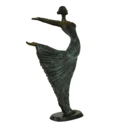 Casa Padrino Luxus Jugendstil Bronze Skulptur Tänzerin Antikgrün Bronze auf Marmorsockel H 63 cm - Bronzefigur - Dekofigur - Deko Accessoires
