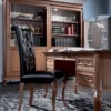 Casa Padrino Luxus Jugendstil Bücherschrank Braun / Cremefarben 222,9 x 46,1 x H. 196,6 cm - Massivholz Schrank mit 2 Schiebetüren - Wohnzimmerschrank - Büroschrank - Barock & Jugendstil Möbel