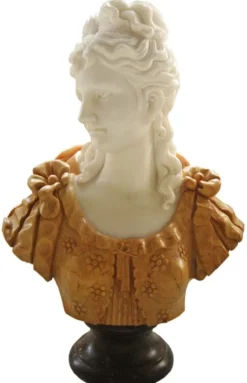 Casa Padrino Luxus Jugendstil Marmor Büste Dame Beige / Weiß H. 65 cm