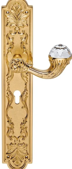 Casa Padrino Luxus Jugendstil Türgriff Set mit Swarovski Kristallglas Gold 16,4 x H. 41,8 cm - Barock & Jugendstil Hotel Accessoires Türklinken