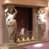 Casa Padrino Luxus Jugendstil Deko Skulptur Dame Grau 46 x 30 x H. 146 cm - Prunkvolle Keramik Statue - Handgefertigte Deko Figur - Garten & Terrassen Deko Accessoires