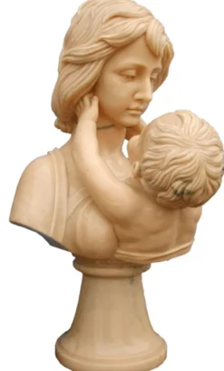 Casa Padrino Luxus Jugendstil Marmor Büste Frau mit Kind Beige H. 65 cm