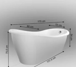 Casa Padrino Luxus Jugendstil Badewanne Schwarz / Weiß 170 x 80 x H. 70,5 cm - Freistehende Retro Antik Badewanne - Badezimmer Möbel