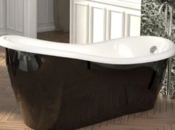 Casa Padrino Luxus Jugendstil Badewanne Schwarz / Weiß 170 x 80 x H. 70,5 cm - Freistehende Retro Antik Badewanne - Badezimmer Möbel