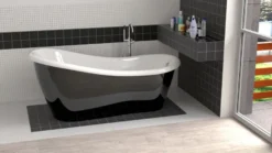 Casa Padrino Luxus Jugendstil Badewanne Schwarz / Weiß 170 x 80 x H. 70,5 cm - Freistehende Retro Antik Badewanne - Badezimmer Möbel