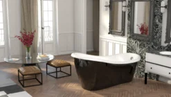 Casa Padrino Luxus Jugendstil Badewanne Schwarz / Weiß 170 x 80 x H. 70,5 cm - Freistehende Retro Antik Badewanne - Badezimmer Möbel