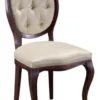 Casa Padrino Luxus Jugendstil Chesterfield Esszimmer Set Dunkelbraun / Cremefarben 51 x 44 x H. 99 cm - 4 Esszimmerstühle - Esszimmermöbel