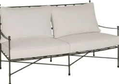 Casa Padrino Luxus Jugendstil Sofa Braun / Weiß 162 x 87 x H. 102 cm - Handgeschmiedetes Schmiedeeisen Sofa mit Kissen - Wohnzimmer Sofa - Garten Sofa - Terrassen Sofa - Luxus Qualität