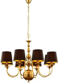 Casa Padrino Luxus Jugendstil Kronleuchter Gold / Braun / Schwarz Ø 100 cm