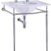 Casa Padrino Luxus Jugendstil Stand Waschtisch Weiß / Chrom mit Marmorplatte B 65cm - Art Deco Waschbecken Barock Antik Stil
