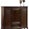 Casa Padrino Luxus Jugendstil Wohnzimmerschrank mit 3 Türen und Schublade Dunkelbraun 148,3 x 45,6 x H. 133,2 cm - Luxus Möbel