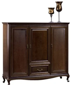 Casa Padrino Luxus Jugendstil Wohnzimmerschrank mit 3 Türen und Schublade Dunkelbraun 148,3 x 45,6 x H. 133,2 cm - Luxus Möbel