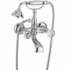 Casa Padrino Luxus Jugendstil Wannenbatterie mit Schlauch und Handbrause Chrom H. 27,5 cm