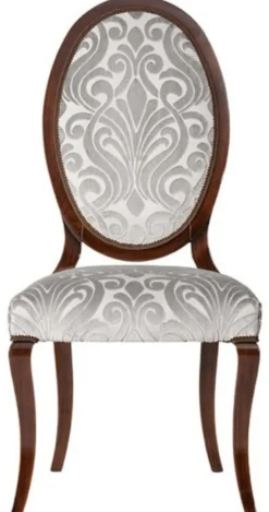 Casa Padrino Luxus Jugendstil Esszimmerstuhl 6er Set Silber / Dunkelbraun 51 x 48 x H. 106 cm - Elegante Küchenstühle mit Muster - Barock & Jugendstil Esszimmer Möbel - Luxus Qualität
