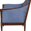 Casa Padrino Luxus Jugendstil Sessel Blau / Braun / Antik Messingfarben 112 x 89 x H. 100 cm - Edler Mahagoni Wohnzimmer Sessel mit elegantem Damastmuster - Barock & Jugendstil Wohnzimmer Möbel