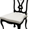 Casa Padrino Luxus Jugendstil Gartenstuhl mit Sitzkissen Schwarz / Hellgrau 56 x 59 x H. 100 cm - Handgeschmiedeter Esszimmer Stuhl - Esszimmer Garten Terrassen Möbel