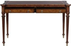 Casa Padrino Luxus Jugendstil Schreibtisch mit 2 Schubladen Braun / Silber 126 x 74 x H. 76 cm - Luxus Qualität