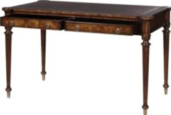 Casa Padrino Luxus Jugendstil Schreibtisch mit 2 Schubladen Braun / Silber 126 x 74 x H. 76 cm - Luxus Qualität