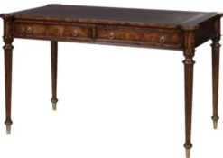 Casa Padrino Luxus Jugendstil Schreibtisch mit 2 Schubladen Braun / Silber 126 x 74 x H. 76 cm - Luxus Qualität