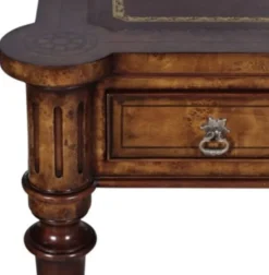 Casa Padrino Luxus Jugendstil Schreibtisch mit 2 Schubladen Braun / Silber 126 x 74 x H. 76 cm - Luxus Qualität