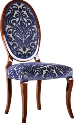 Casa Padrino Luxus Jugendstil Esszimmerstuhl 6er Set Blau / Creme / Braun 51 x 48 x H. 106 cm - Elegante Küchenstühle mit Muster - Barock & Jugendstil Esszimmer Möbel - Luxus Qualität