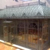 Casa Padrino Luxus Jugendstil Gartenhaus Grün / Braun 849 x 459 x H. 520 cm - Gusseisen Garten Pavillon - Gewächshaus - Edel & Prunkvoll