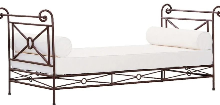 Casa Padrino Luxus Jugendstil Schmiedeeisen Sofa Braun / Weiß 210 cm