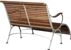 Casa Padrino Luxus Jugendstil Gartenbank Braun / Creme 107 x 150 x H. 91 cm - Garten & Terrassen Sitzbank mit Armlehnen und Fußstütze - Jugendstil Garten & Terrassen Möbel