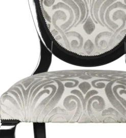Casa Padrino Luxus Jugendstil Esszimmerstuhl 6er Set Grau / Schwarz 51 x 48 x H. 106 cm - Elegante Küchenstühle mit Muster - Barock & Jugendstil Esszimmer Möbel - Luxus Qualität