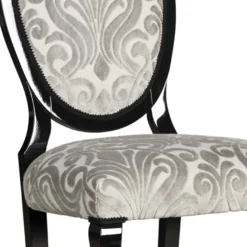 Casa Padrino Luxus Jugendstil Esszimmerstuhl 6er Set Grau / Schwarz 51 x 48 x H. 106 cm - Elegante Küchenstühle mit Muster - Barock & Jugendstil Esszimmer Möbel - Luxus Qualität