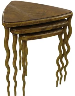 Casa Padrino Luxus Jugendstil Beistelltisch Set Braun 65 x 61 x H. 70 cm - Hotel Möbel