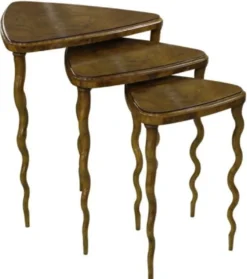 Casa Padrino Luxus Jugendstil Beistelltisch Set Braun 65 x 61 x H. 70 cm - Hotel Möbel