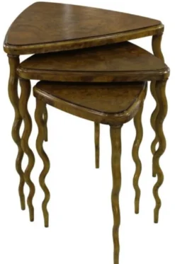 Casa Padrino Luxus Jugendstil Beistelltisch Set Braun 65 x 61 x H. 70 cm - Hotel Möbel