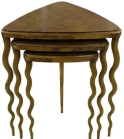 Casa Padrino Luxus Jugendstil Beistelltisch Set Braun 65 x 61 x H. 70 cm - Hotel Möbel