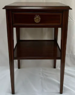 Casa Padrino Luxus Jugendstil Mahagoni Beistelltisch mit Schublade Braun 40 x 40 x H. 61 cm - Massivholz Nachttich - Barock & Jugendstil Möbel
