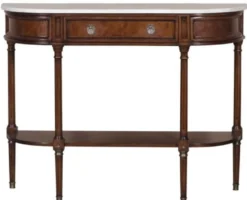 Casa Padrino Luxus Jugendstil Mahagoni Konsole mit Marmorplatte Dunkelbraun / Weiß 114 x 40 x H. 88 cm - Luxus Qualität