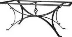 Casa Padrino Luxus Jugendstil Esstisch Mehrfarbig / Schwarz - Handgefertigter Gartentisch mit handbemalter Tischplatte und Metallgestell - Garten Terrassen Esszimmer Möbel