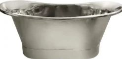 Casa Padrino Luxus Jugendstil Kupfer Badewanne Matt Silber / Silber Verchromt 170 x 71 x H. 71 cm - Freistehende Retro Badewanne - Rustikale Kupfer Badezimmer Möbel