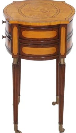 Casa Padrino Luxus Jugendstil Nachtkommode Hellbraun / Dunkelbraun - Eleganter Massivholz Nachttisch mit 2 Schubladen und Rollen - Barock & Jugendstil Schlafzimmer Möbel