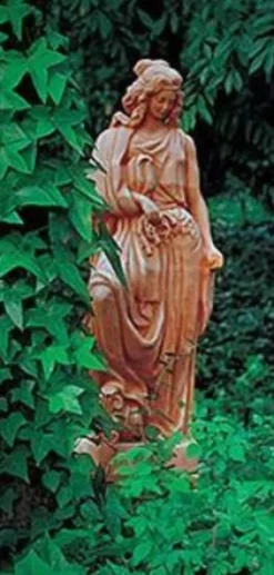 Casa Padrino Luxus Jugendstil Deko Skulptur Dame Beige H. 135 cm - Prunkvolle Keramik Statue - Handgefertigte Deko Figur - Garten & Terrassen Deko Accessoires