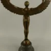 Casa Padrino Luxus Jugendstil Deko Skulptur Icarus Bronze / Schwarz 27 x 12 x H. 40 cm - Bronze Figur mit Marmorsockel - Barock & Jugendstil Bronze Skulpturen
