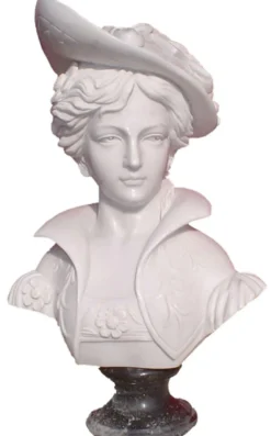 Casa Padrino Luxus Jugendstil Marmor Deko Büste Dame Weiß H. 60 cm